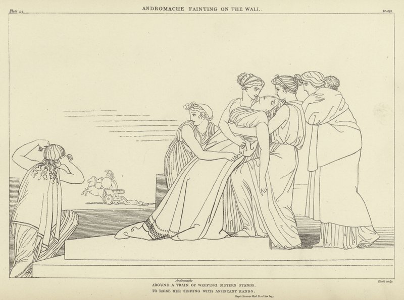Andromache besvimer på muren af John Flaxman