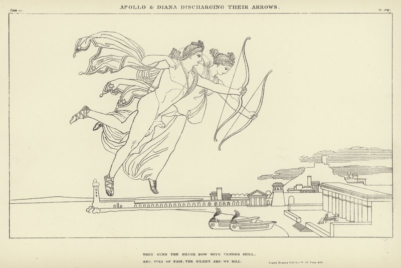 Apollo og Diana affyrer deres pile af John Flaxman