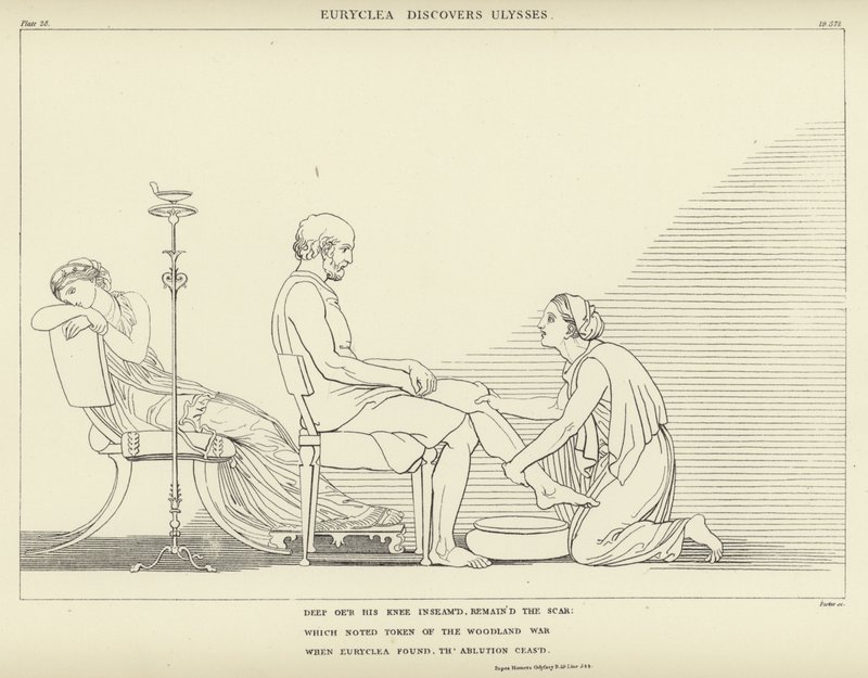 Eurycleia opdager Ulysses af John Flaxman