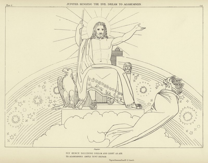 Jupiter sender den onde drøm til Agamemnon af John Flaxman