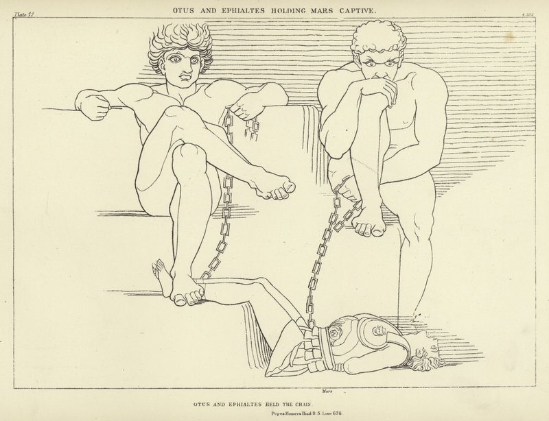 Otus og Ephialtes holder Mars fanget af John Flaxman
