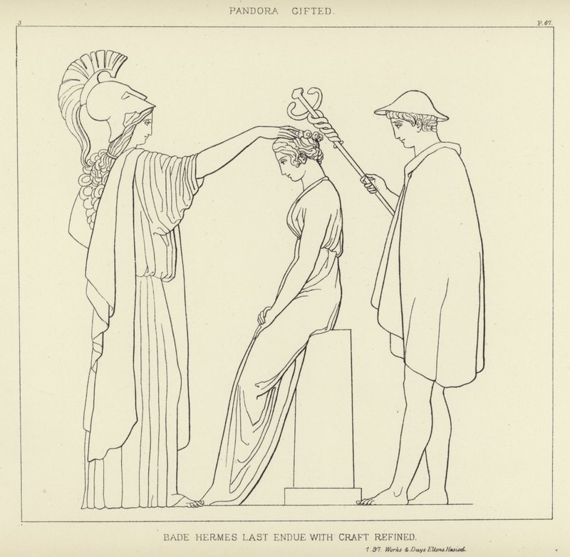Pandora begavet af John Flaxman