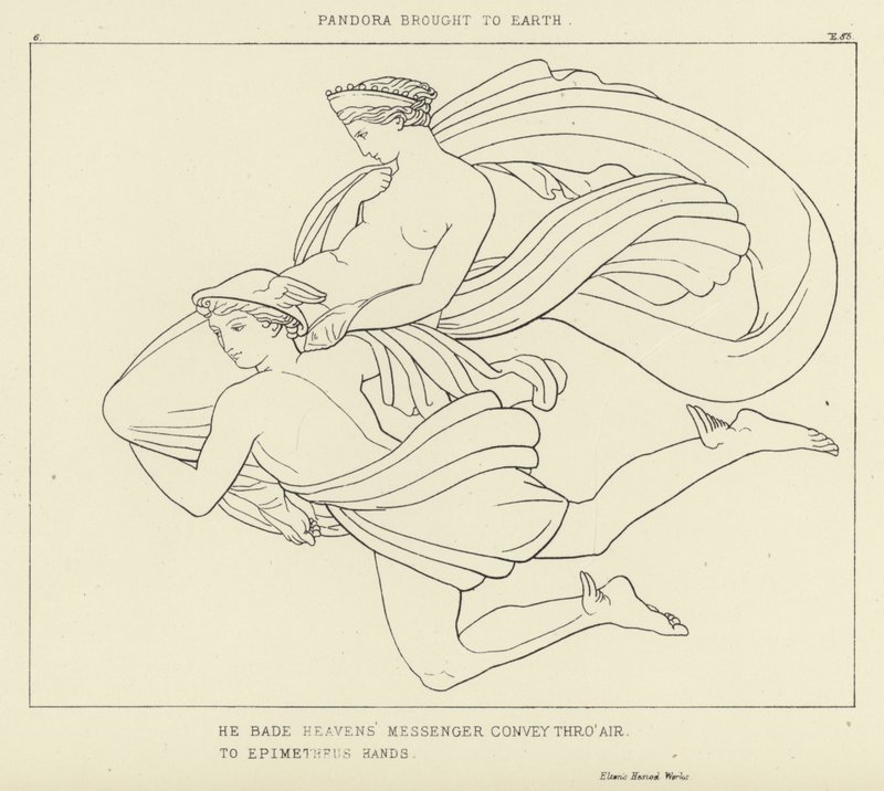 Pandora bragt til Jorden af John Flaxman