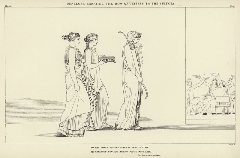 Penelope bærer buen af Ulysses til bejlerne af John Flaxman