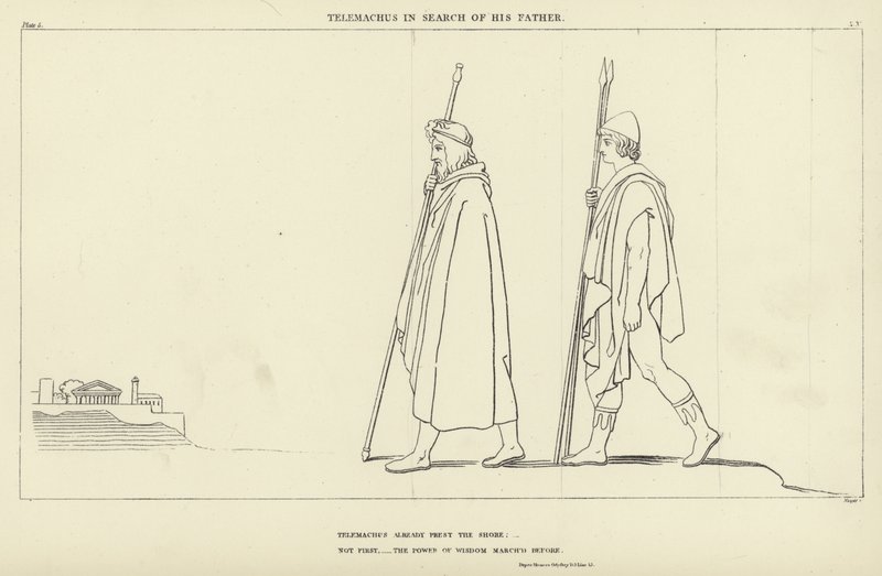 Telemachus på jagt efter sin far af John Flaxman
