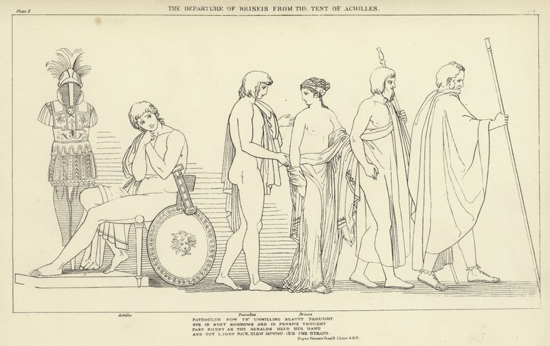 Briseis afgang fra Achilleus telt af John Flaxman