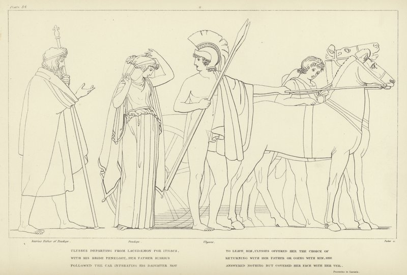 Ulysses rejser fra Lacedaemon til Ithaca af John Flaxman