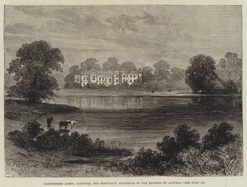 Combermere Abbey, Cheshire, midlertidig residens for kejserinden af Østrig af John Gilbert