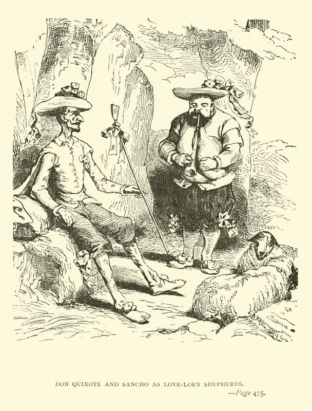 Don Quixote og Sancho som forelskede hyrder af John Gilbert