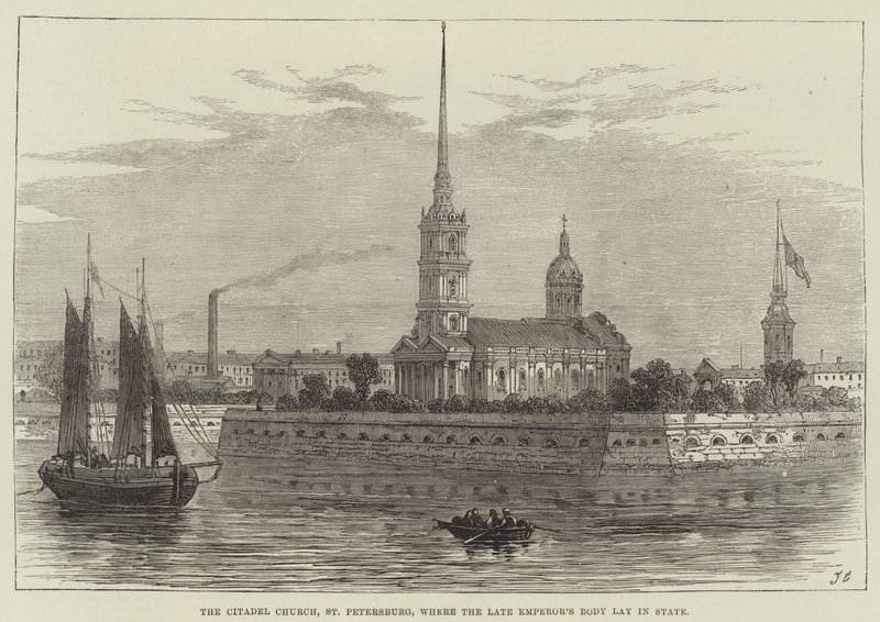Citadelkirken, St. Petersborg, hvor den afdøde kejsers krop lå i staten af John Gilbert