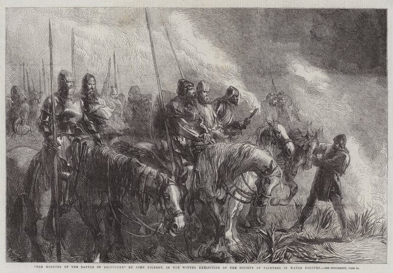 The Morning of the Battle of Agincourt, i vinterudstillingen for Society of Painters in Water Colors af John Gilbert