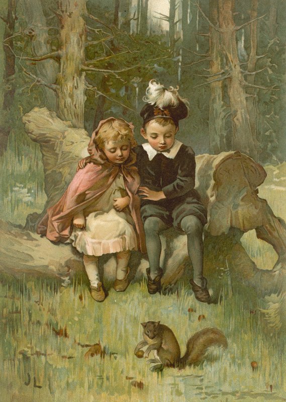 Babes in the Woods (chromolitho) af John Lawson