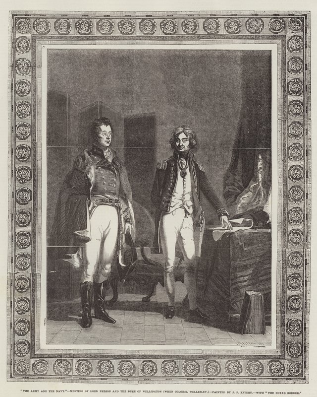 Hæren og flåden, møde mellem Lord Nelson og hertugen af Wellington (da oberst Wellesley) af John Prescott Knight