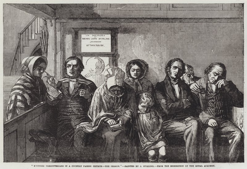 Skotske presbyterianere i en landsognekirke, prædikenen af John Stirling