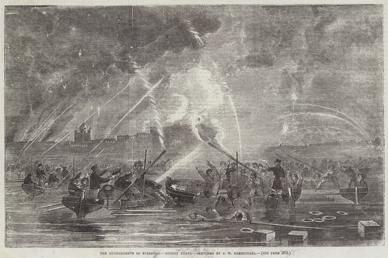 Bombardementet af Sveaborg, raketbåde af John Wilson Carmichael