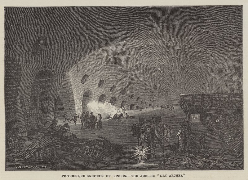 Maleriske skitser af London, The Adelphi Dry Arches af John Wykeham Archer