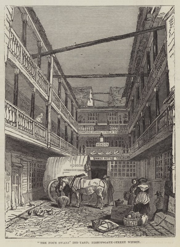 The Four Swans Inn-Yard, Bishopsgate-Street inden for af John Wykeham Archer