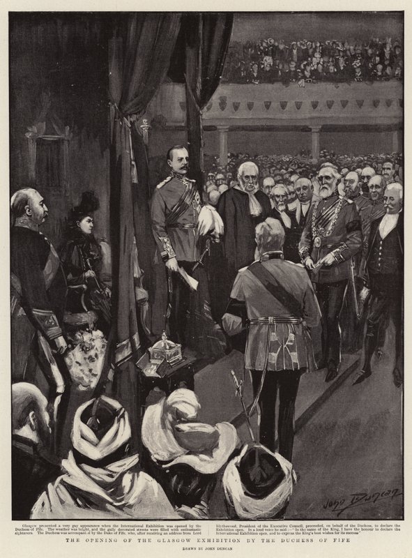 Åbningen af Glasgow-udstillingen af hertuginden af Fife af after John Duncan