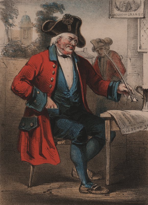 Chelsea Pensioner, The Life of a Soldier (farve litho) af John (after) Brandard