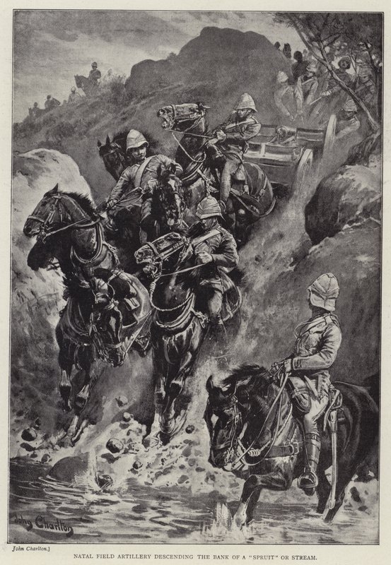 Natal feltartilleri ned ad bredden af en "spire" eller strøm (litho) af John (after) Charlton
