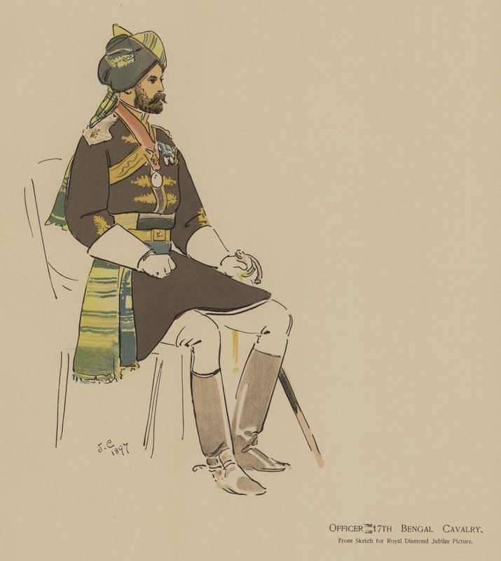 Officer 17th Bengal Cavalry (farve litho) af John (after) Charlton