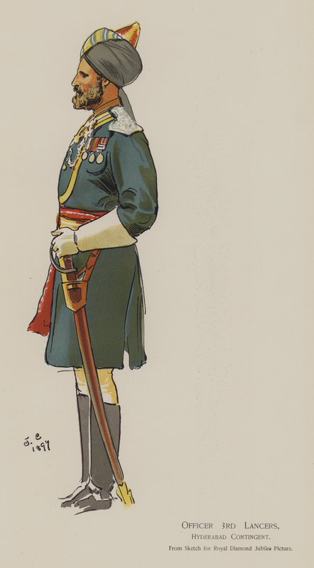 Officer 3rd Lancers, Hyderabad Contingent (farve litho) af John (after) Charlton