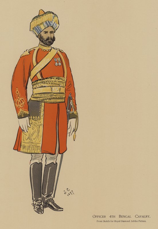 Officer 4th Bengal Cavalry (farve litho) af John (after) Charlton