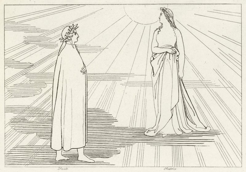 Ascent to the First Heaven, Paradise, Canto 1 (gravering) af John (after) Flaxman