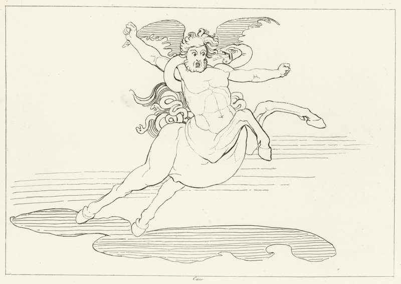 Cacus, Inferno, Canto 25 (gravering) af John (after) Flaxman
