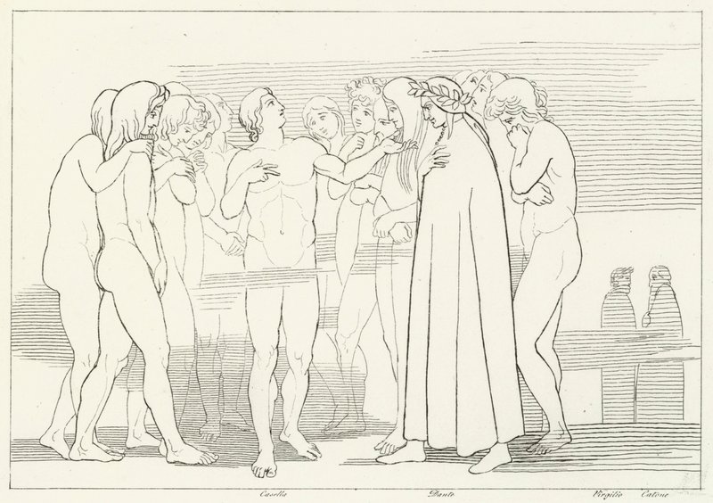 Casellas sang, skærsilden, Canto 2 (gravering) af John (after) Flaxman