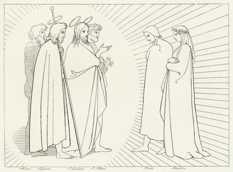 Konference med St John, Paradise, Canto 26 (gravering) af John (after) Flaxman