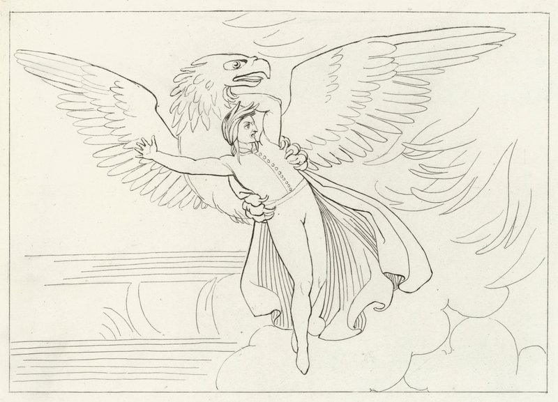 Dantes drøm, skærsilden, Canto 9 (gravering) af John (after) Flaxman
