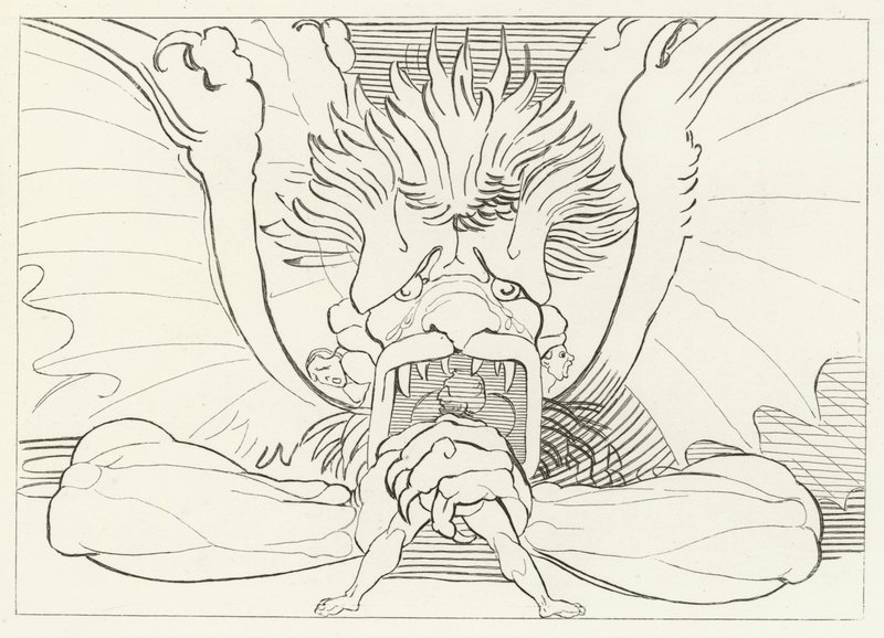 Dis, eller Lucifer, Inferno, Canto 34 (gravering) af John (after) Flaxman