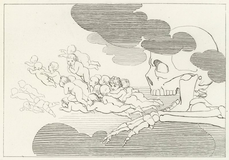 Limbo, skærsilden, Canto 7 (gravering) af John (after) Flaxman