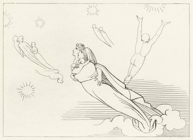Sjæle vender tilbage til deres sfærer, Paradise, Canto 4 (gravering) af John (after) Flaxman