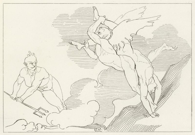 Summit of Malebolge, Inferno, Canto 21 (gravering) af John (after) Flaxman