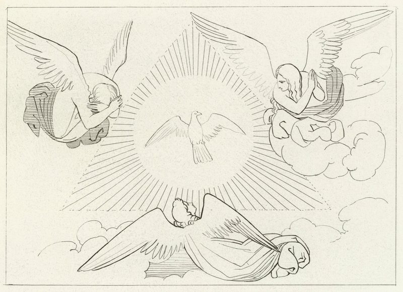 Tilbedelsen af Treenigheden, Paradis, Canto 13 (gravering) af John (after) Flaxman