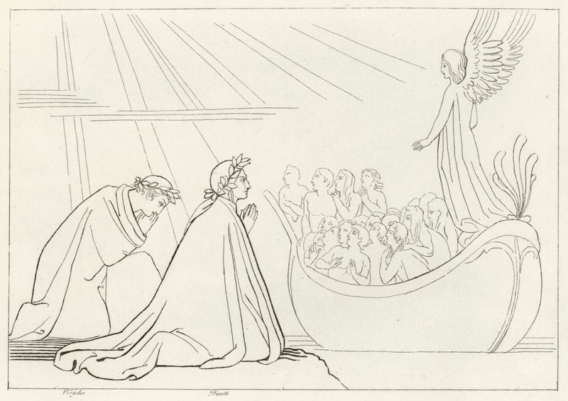 Skærsildens bark, skærsilden, Canto 2 (gravering) af John (after) Flaxman