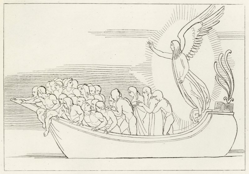 Velsignelsen, skærsilden, sang 2 (stik) af John (after) Flaxman