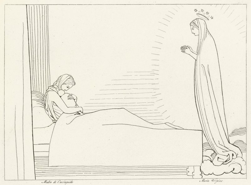 Cacciaguidas fødsel, Paradis, sang 15 (stik) af John (after) Flaxman