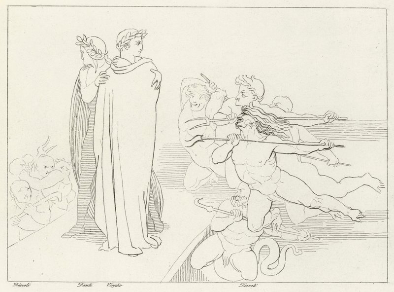 Broen, Inferno, Canto 21 (gravering) af John (after) Flaxman