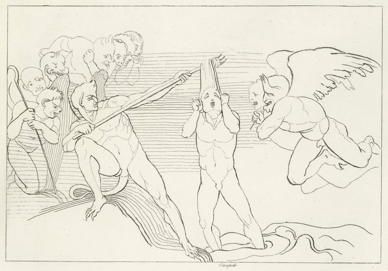 The Lake of Pitch, Inferno, Canto 22 (gravering) af John (after) Flaxman
