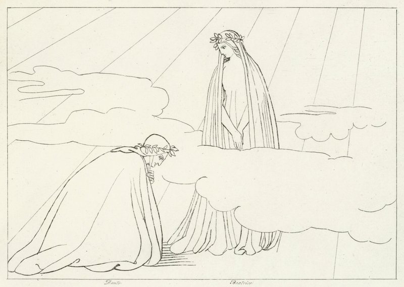 The Lunar Sphere, Paradise, Canto 2 (gravering) af John (after) Flaxman