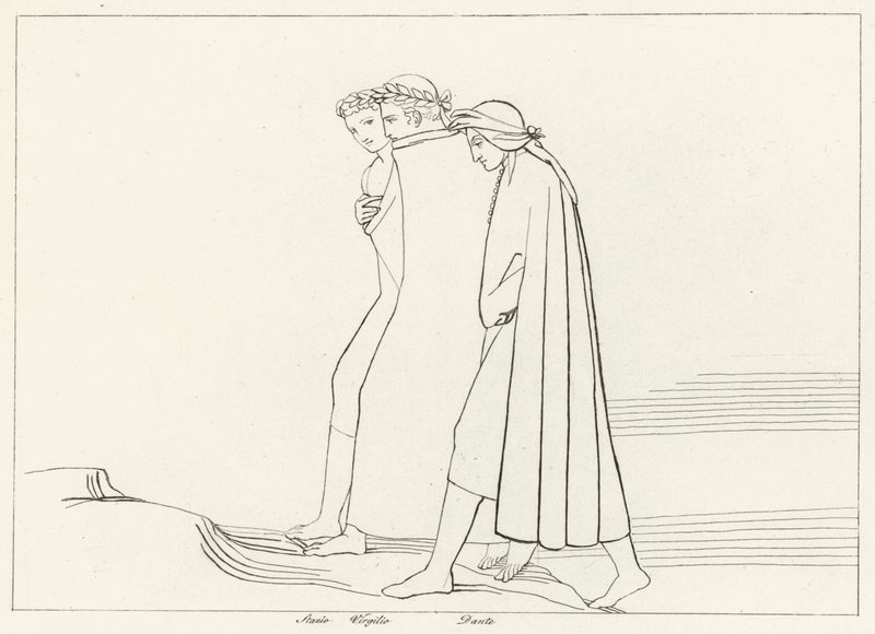 Mødet med Statius, skærsilden, Canto 21 (gravering) af John (after) Flaxman