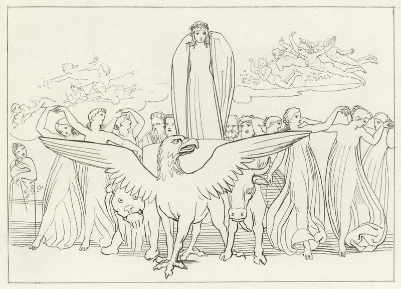 Den mystiske bil, skærsilden, Canto 31 (gravering) af John (after) Flaxman