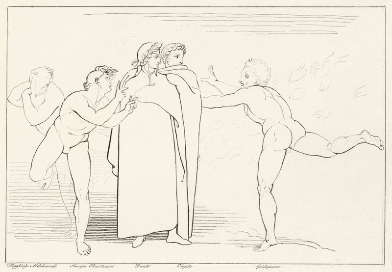 Ildregnen, Inferno, Canto 16 (gravering) af John (after) Flaxman
