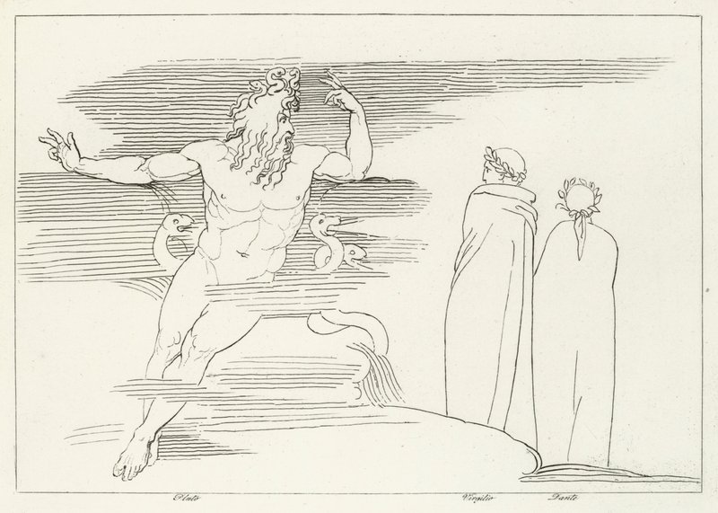 Regionen Pluto, Inferno, Canto 7 (gravering) af John (after) Flaxman