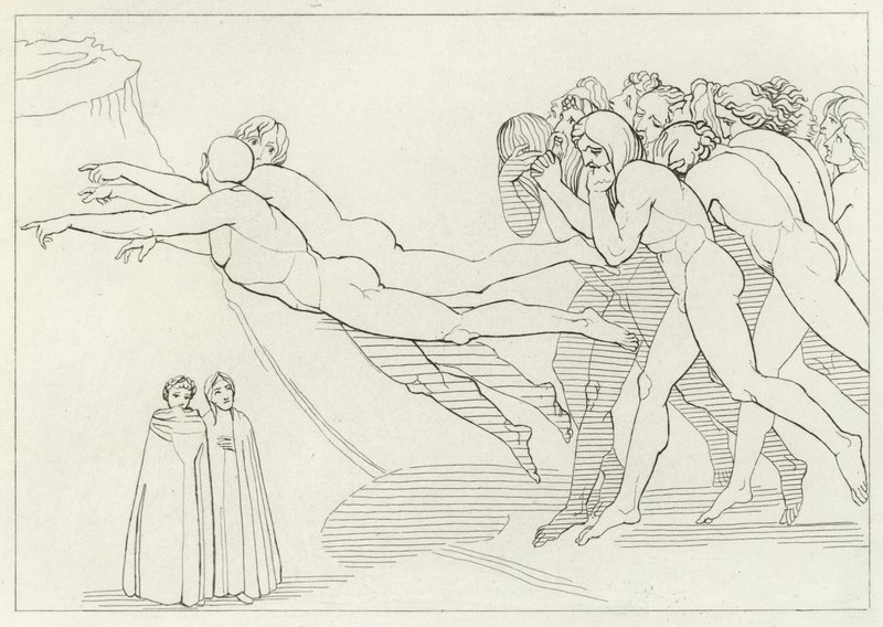 Selviskhedens region, skærsilden, Canto 18 (gravering) af John (after) Flaxman