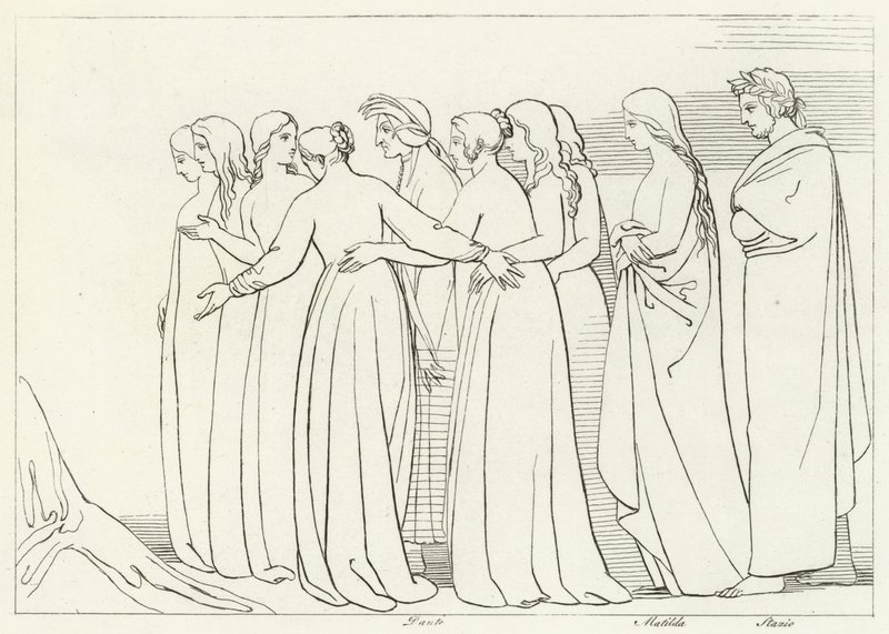 The River Eunoe, Skærsilden, Canto 33 (gravering) af John (after) Flaxman