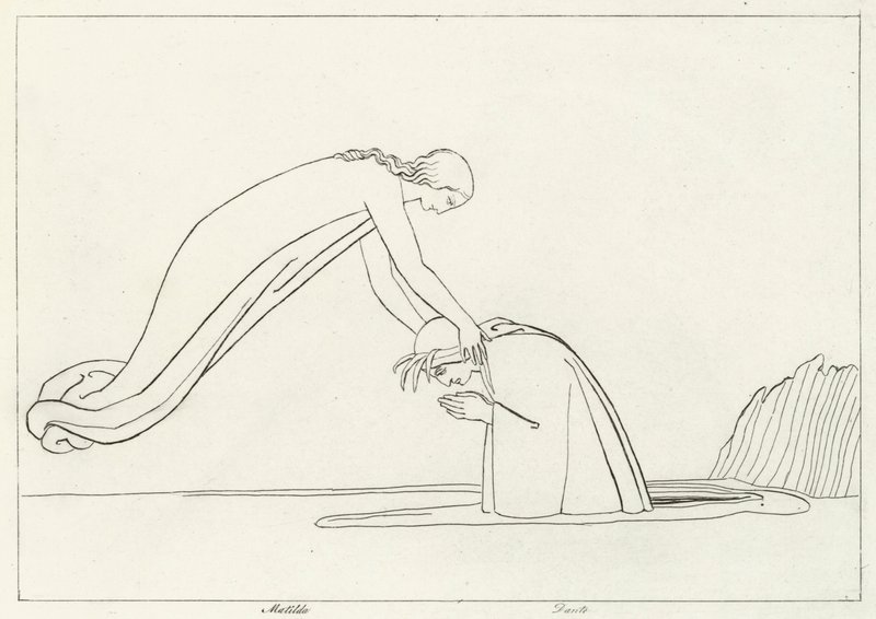 Floden Lethe, skjærsilden, Canto 31 (gravering) af John (after) Flaxman